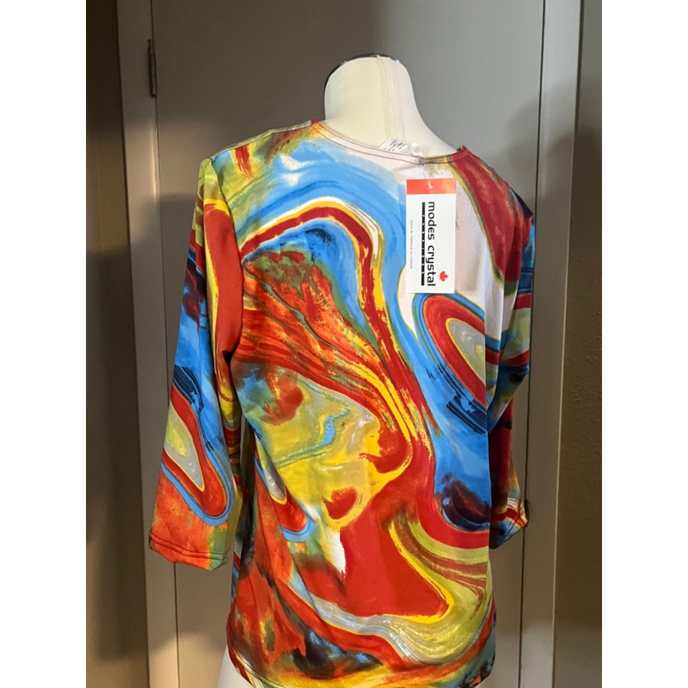 nwt polyester womens dress blouse ny modes crystal 3/4 sleeve neck choose sizes - Picture 12 of 14